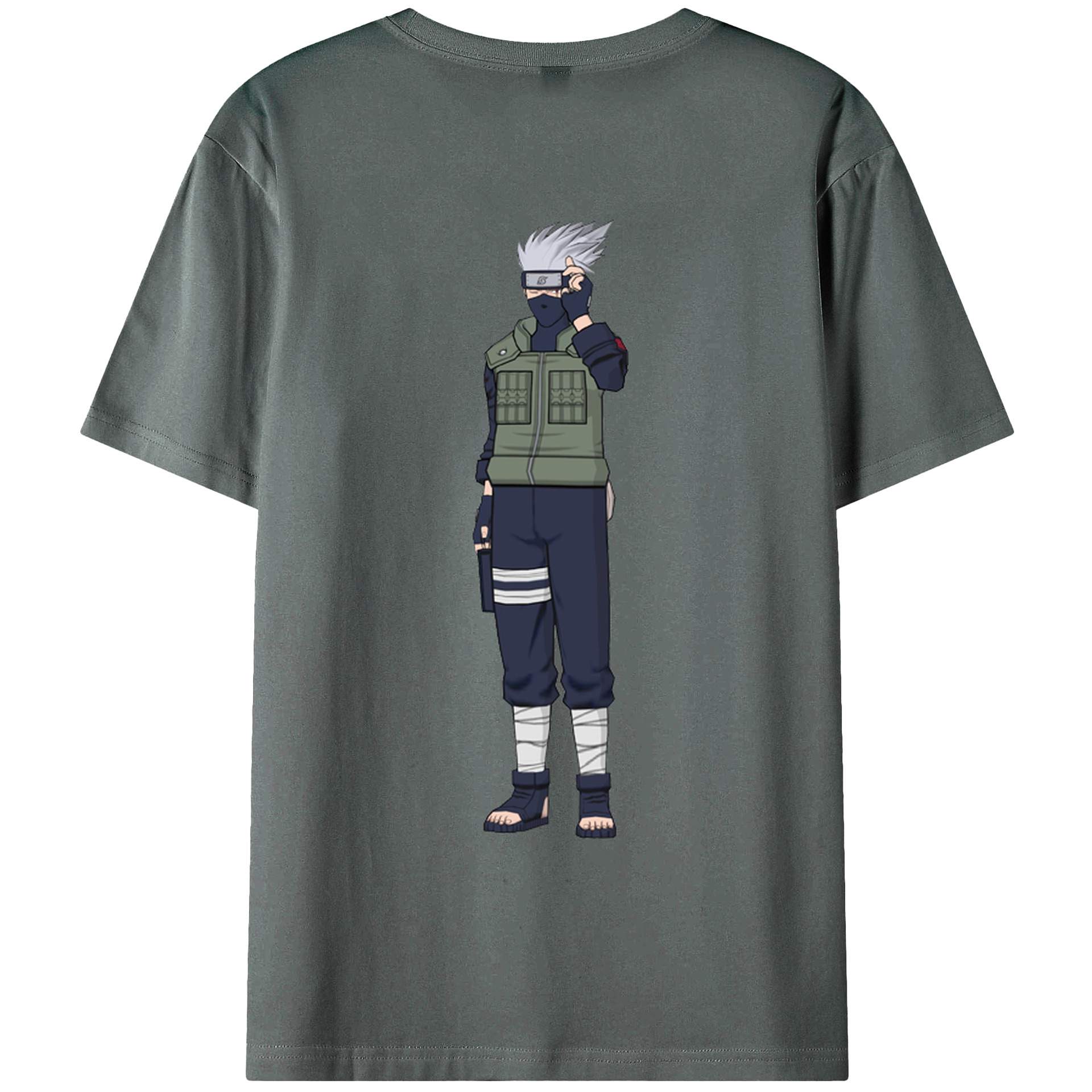 （画像用） NARUTO -ナルト- はたけ カカシ Hatake Kakashi 綿100％ メンズ半袖Tシャツ（バックプリント） 通気性